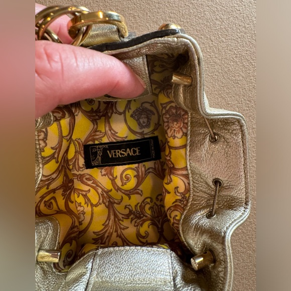 Versace "Authentic" Gold Bucket Evening Bag - Picture 9 of 15